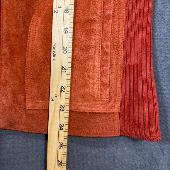 Chicos Womens Suede & Knit Rust Orange Sleeveless Vest With Gold Zipper Size 1 - Picture 11 of 12